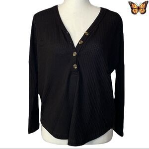 WAREHOUSE One Henley Waffle Top Size Extra Small